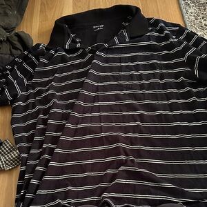 St. John's Bay Black and White Striped Polo Shirt